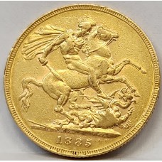 AUSTRALIA 1885 . ONE 1 SOVEREIGN . MELBOURNE . GOLD